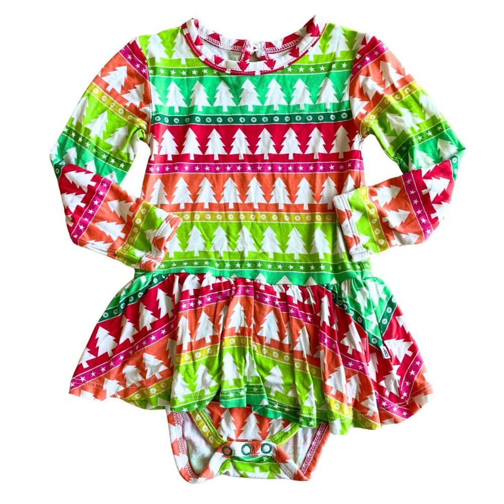 Little Bum Bums Baby Toddler Girl Bamboo Christmas Tree Twirl Bodysuit Dress